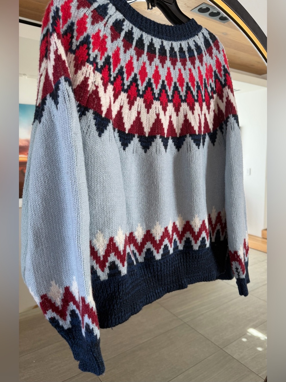 Lucky Brand Fair Isle Knit Button Front Cardigan Sweater Large - Picture 9 of 16